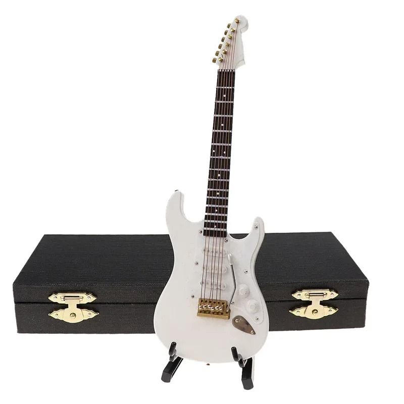 Mini Wooden Electric Guitar Ornament With Stand For Music Lovers Desktop Decor 6