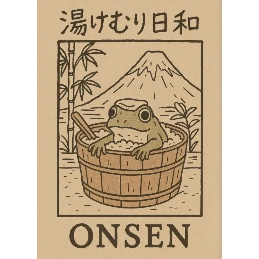 Retro Japanese Frog Bath Canvas Poster For Bathroom Kitchen Wall Decor 11