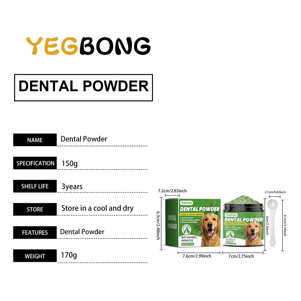Yegbong Dog Teeth Cleaning Powder For Fresh Breath Tartar Removal 6