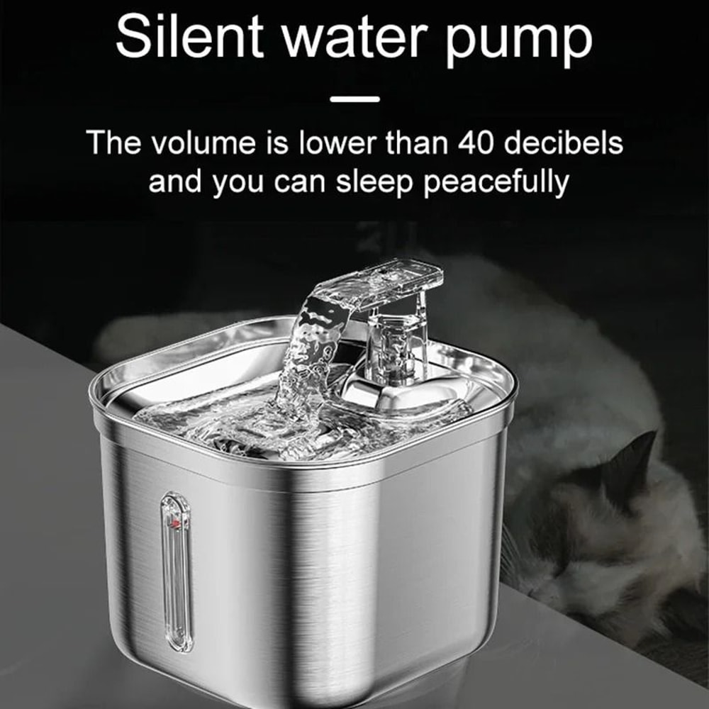 Stainless Steel Automatic Pet Water Fountain With Sensor Ultra Quiet Pump 5