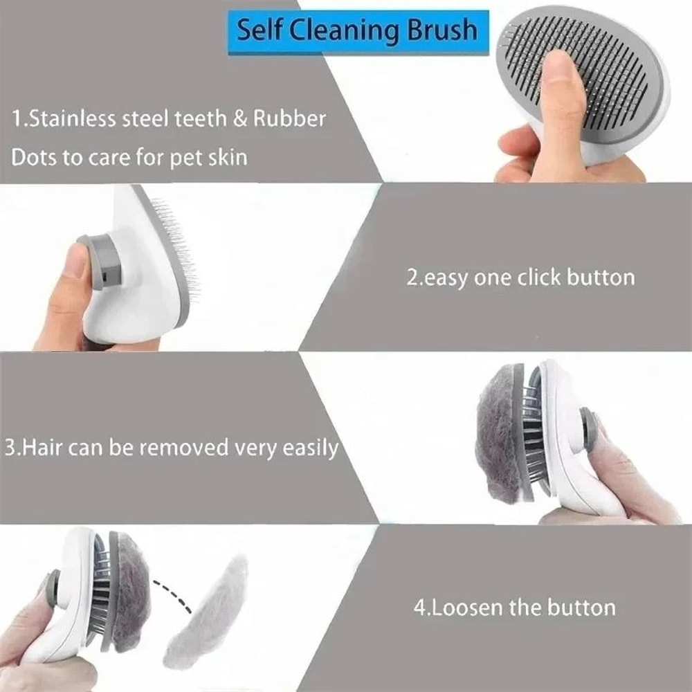 Self Cleaning Pet Grooming Brush For Dogs Cats 6
