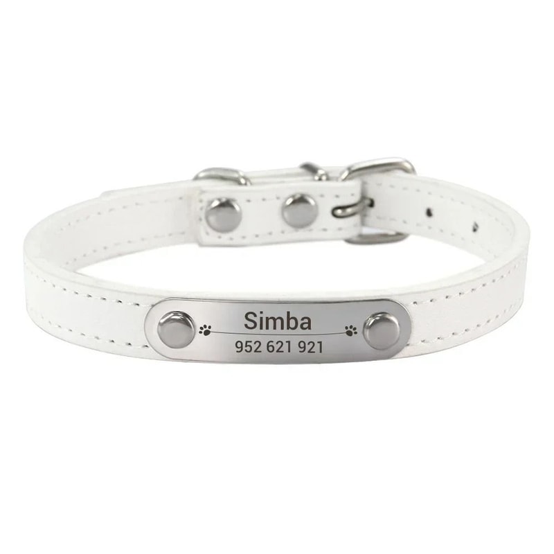Personalized PU Leather Dog Collar With Engraved Name ID For Small Medium Large Pets 16
