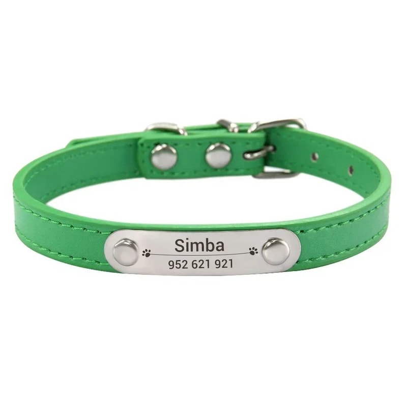 Personalized PU Leather Dog Collar With Engraved Name ID For Small Medium Large Pets 6