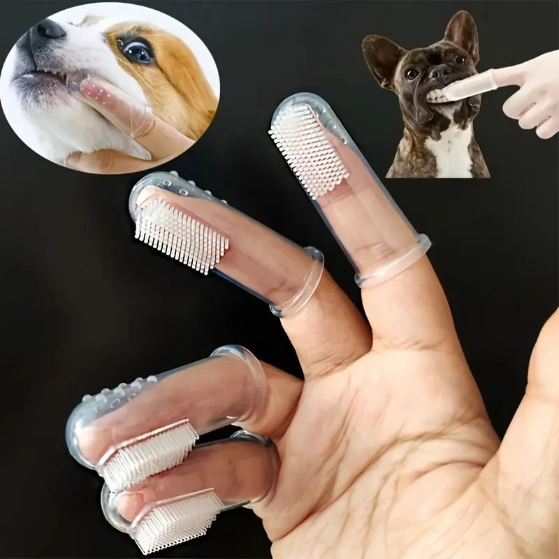 Soft Silicone Finger Pet Toothbrush For Dogs Cats Dental Care 0