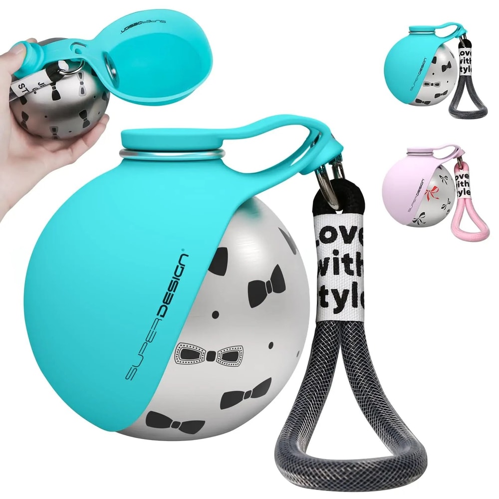 2in1 Portable Stainless Steel Dog Water Bottle With Silicone Drinking Bowl 7