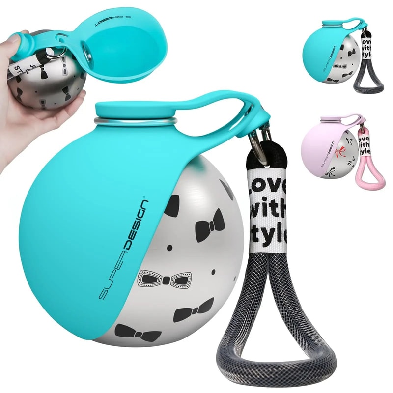 2in1 Portable Stainless Steel Dog Water Bottle With Silicone Drinking Bowl 7
