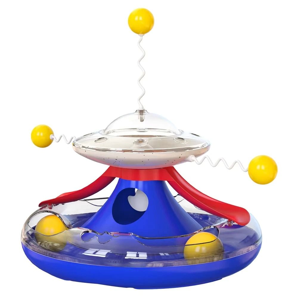 Interactive Cat Puzzle Toy With Spinning Track Balls Feather Teaser 13