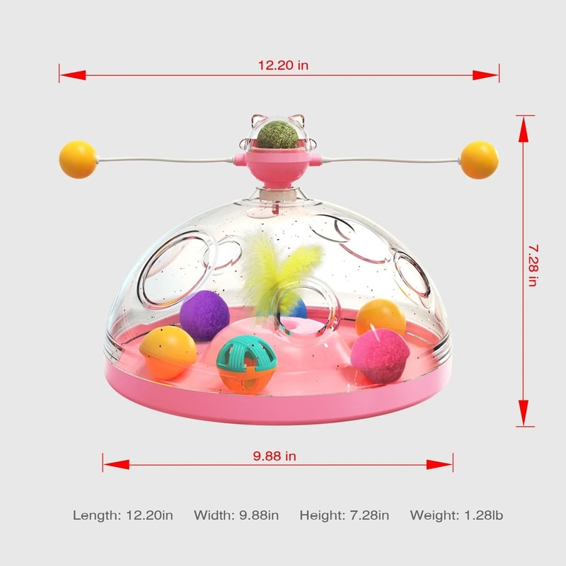 Interactive Cat Puzzle Toy With Spinning Track Balls Feather Teaser 6