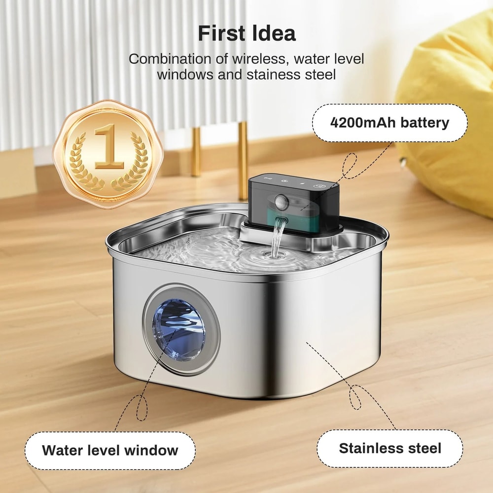 32L Wireless Stainless Steel Cat Water Fountain With Smart Sensor 5