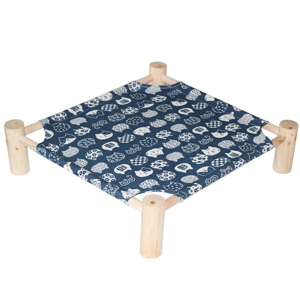 Elevated Wooden Cat Hammock Bed With Breathable Canvas For Cats Small Dogs 11