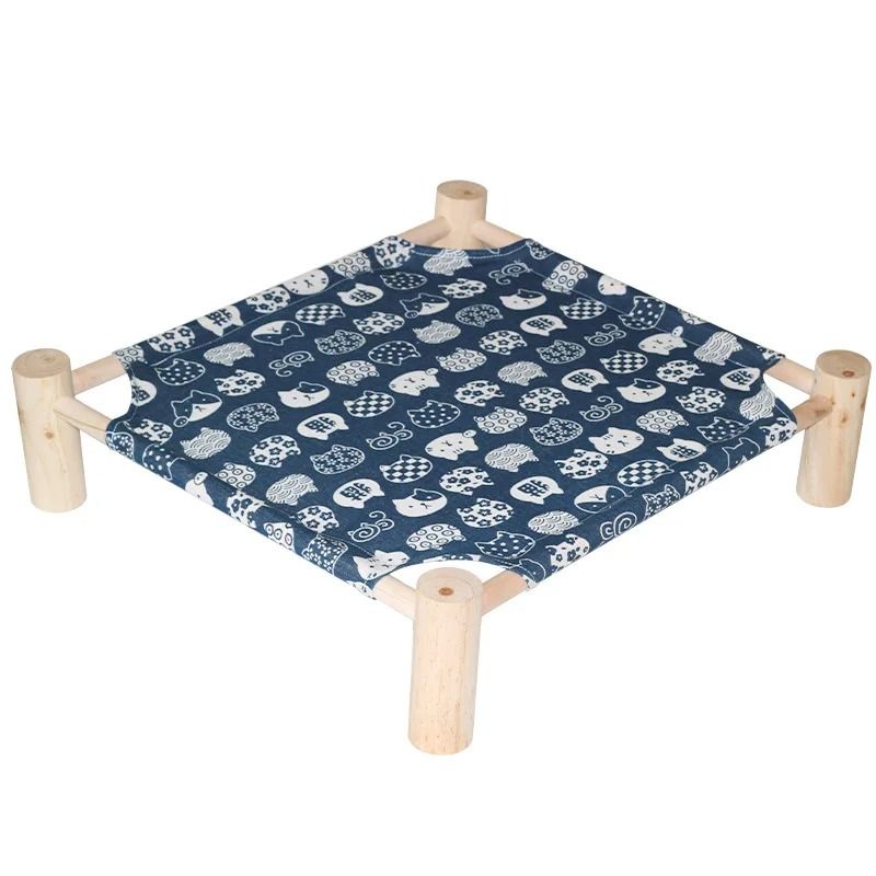 Elevated Wooden Cat Hammock Bed With Breathable Canvas For Cats Small Dogs 11