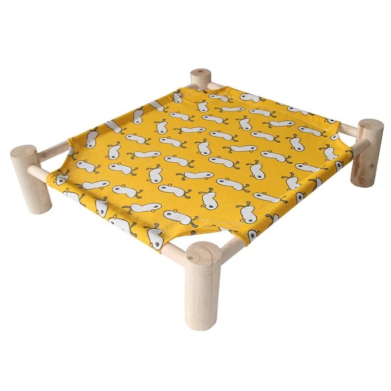 Elevated Wooden Cat Hammock Bed With Breathable Canvas For Cats Small Dogs 12