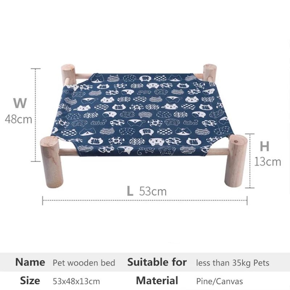 Elevated Wooden Cat Hammock Bed With Breathable Canvas For Cats Small Dogs 5