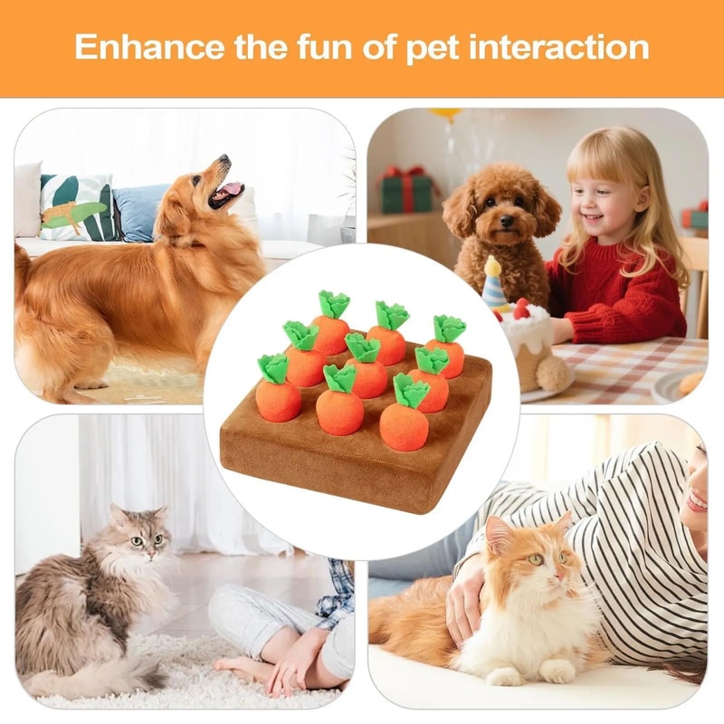 Carrot Snuffle Mat Interactive Dog Puzzle Toy For Nosework Boredom Relief 4