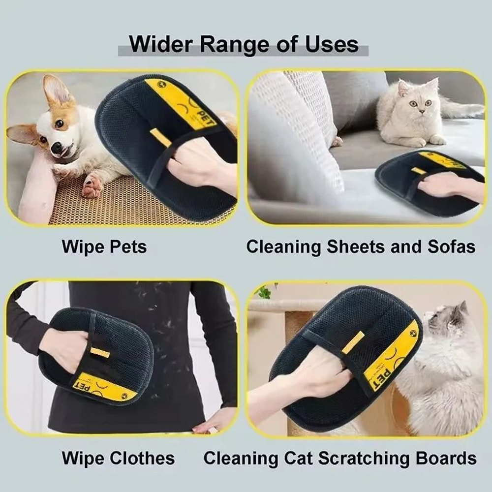 Reusable Electrostatic Pet Hair Remover Grooming Glove With 2in1 Lint Roller 1