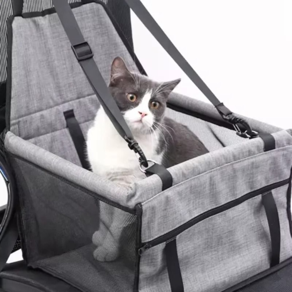 Foldable Pet Car Seat Hammock For Dogs And Cats With Safety Harness 1