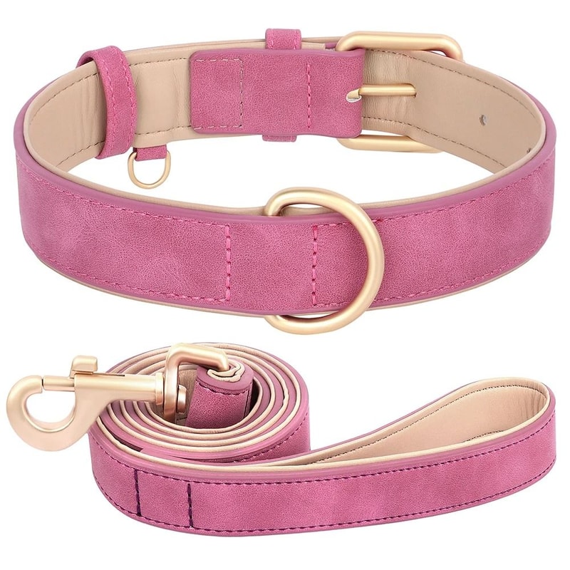Soft PU Leather Dog Collar And Leash Set For Small Medium Dogs 11