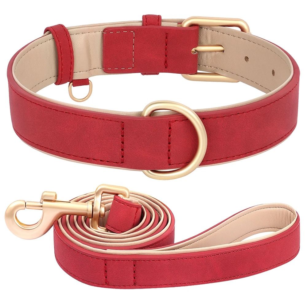 Soft PU Leather Dog Collar And Leash Set For Small Medium Dogs 12