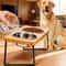 15 Tilted Elevated Cat Bowl Stand With Stainless Steel Feeding Bowls 0