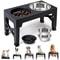 Adjustable Elevated Dog Feeder With Stainless Steel Food Water Bowls 0