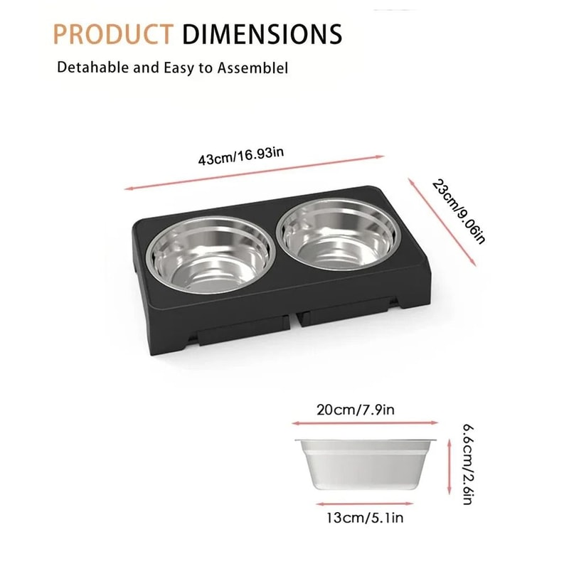 Adjustable Elevated Dog Feeder With Stainless Steel Food Water Bowls 4