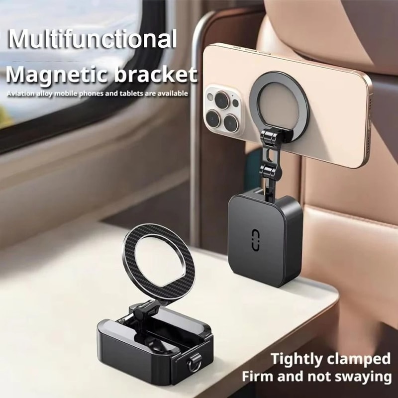 Foldable Magnetic Travel Phone Holder For Airplane Train Desk Use 2