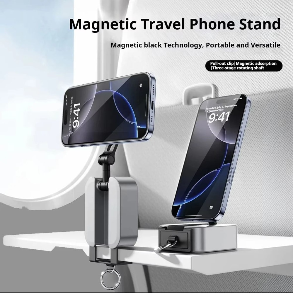 Foldable Magnetic Travel Phone Holder For Airplane Train Desk Use 3
