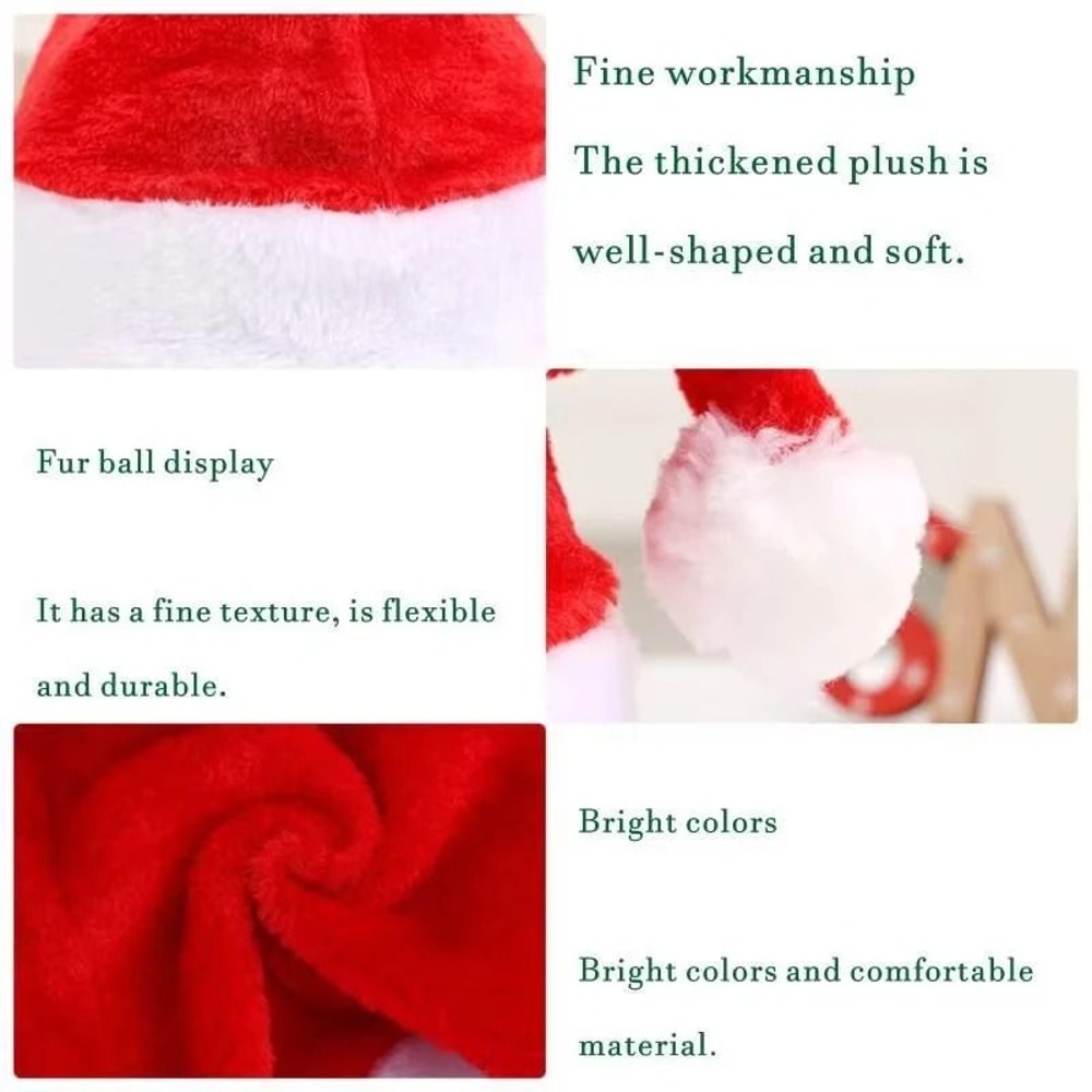 LED Plush Santa Hat With Adjustable Lights For Kids Adults 1