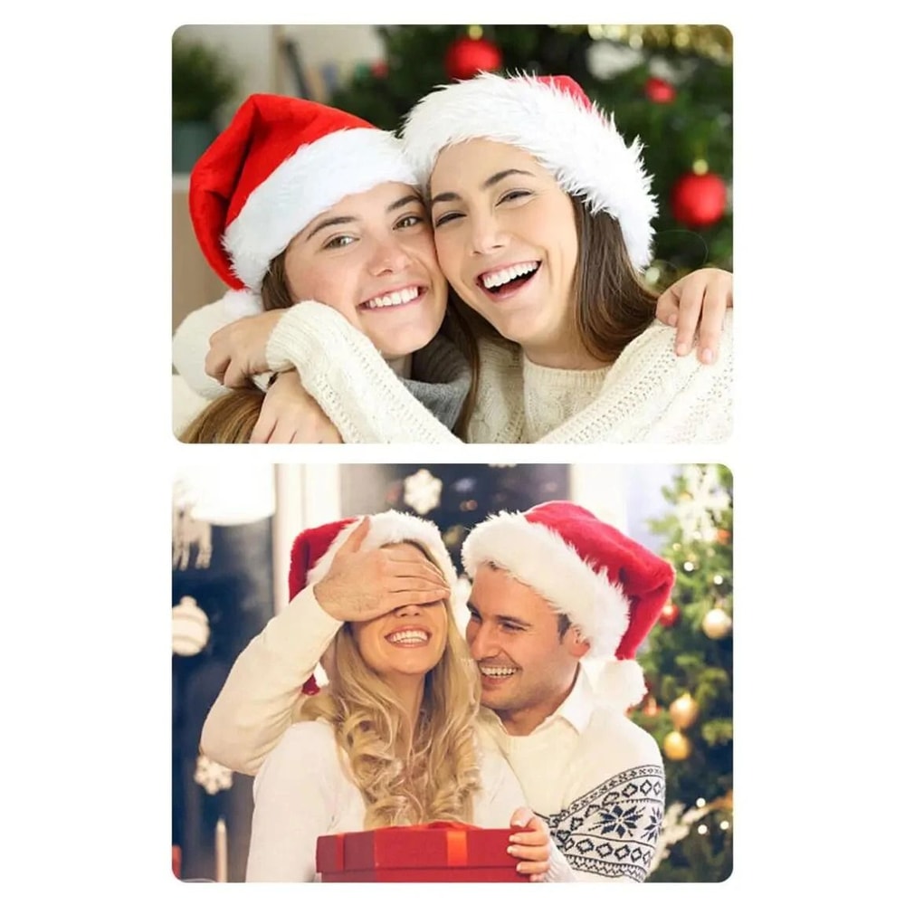 LED Plush Santa Hat With Adjustable Lights For Kids Adults 2