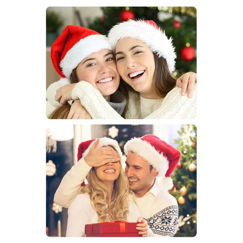 LED Plush Santa Hat With Adjustable Lights For Kids Adults 2