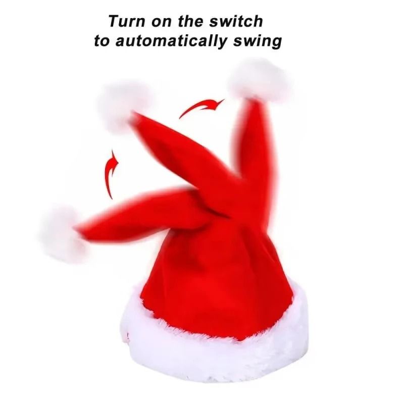 LED Plush Santa Hat With Adjustable Lights For Kids Adults 3
