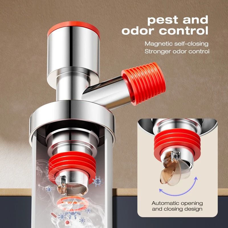 3Way Washing Machine Drain Connector With AntiOdor AntiOverflow Seal 1
