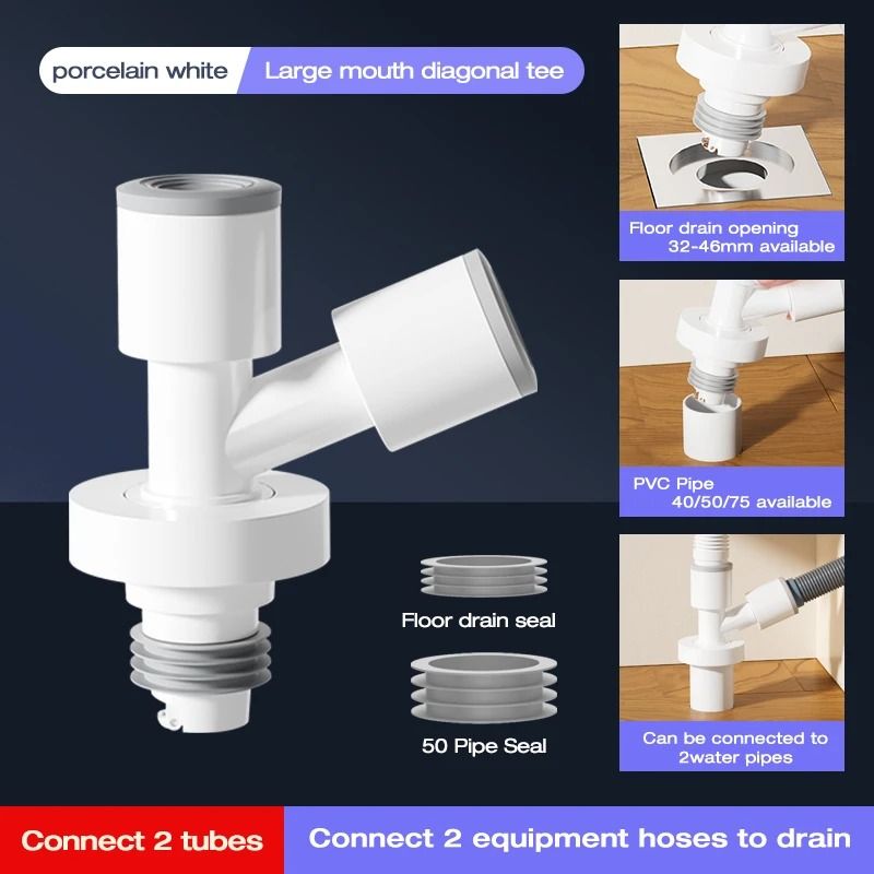 3Way Washing Machine Drain Connector With AntiOdor AntiOverflow Seal 6