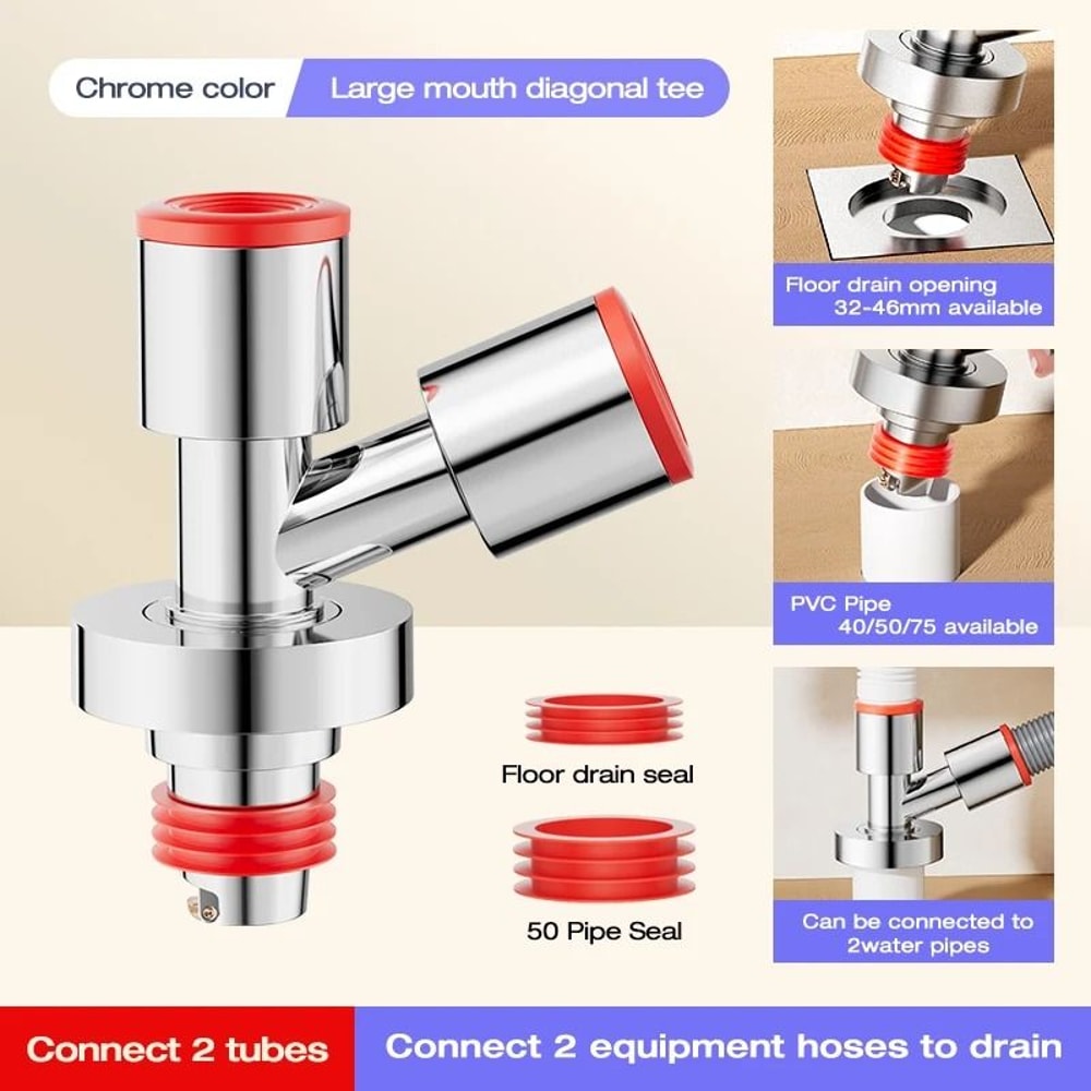 3Way Washing Machine Drain Connector With AntiOdor AntiOverflow Seal 7