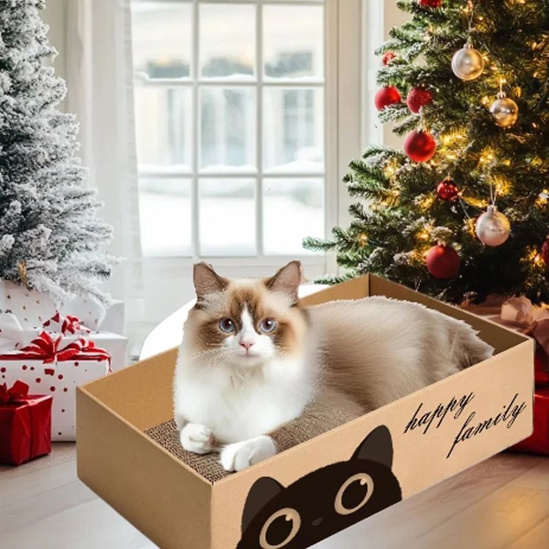 2in1 Cardboard Cat Scratcher Bed Lounge For Indoor Cats 5
