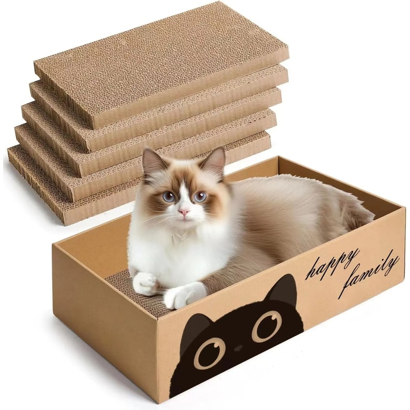 2in1 Cardboard Cat Scratcher Bed Lounge For Indoor Cats 6