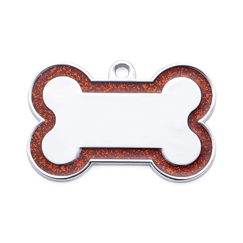 Personalized Glitter Pet ID Tag DoubleSided Bone Name Pendant For Dogs Cats 9