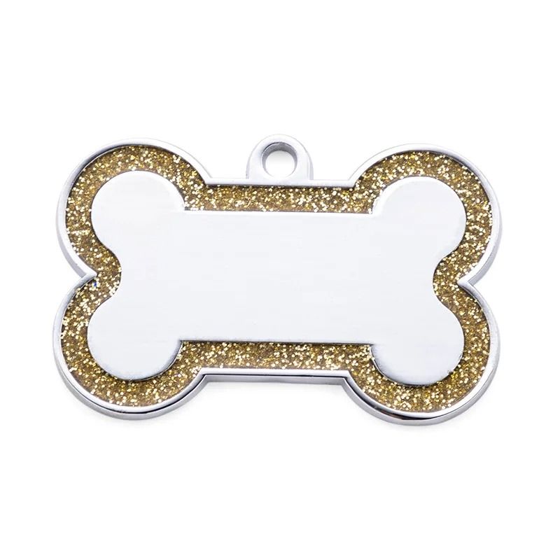 Personalized Glitter Pet ID Tag DoubleSided Bone Name Pendant For Dogs Cats 13