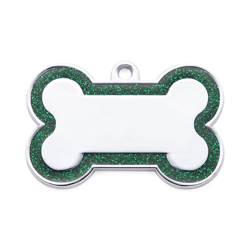 Personalized Glitter Pet ID Tag DoubleSided Bone Name Pendant For Dogs Cats 8