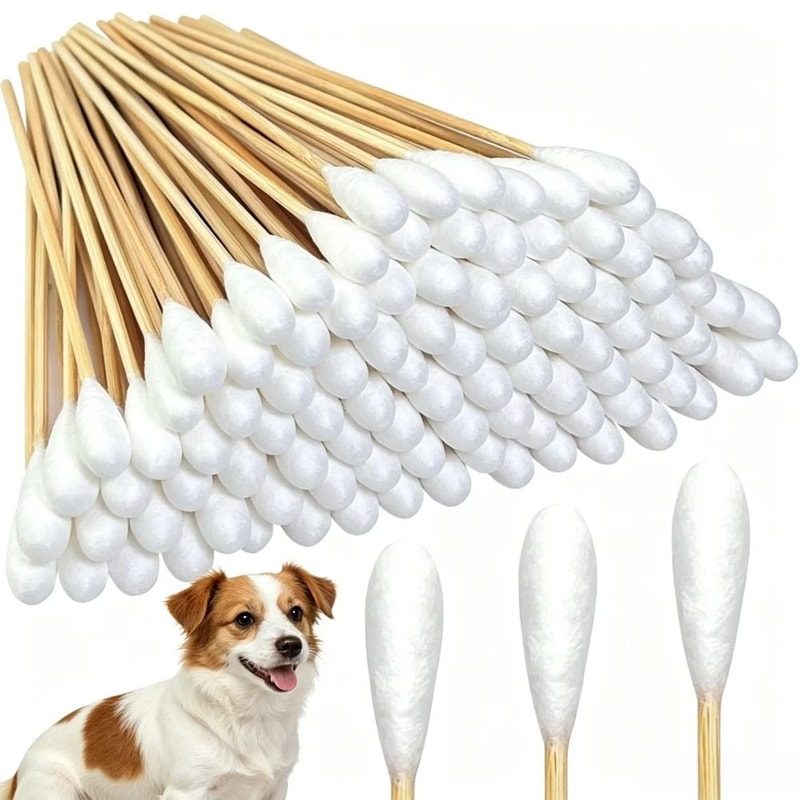Professional Bamboo Pet Ear Cleaning Swabs For Cats Dogs 9