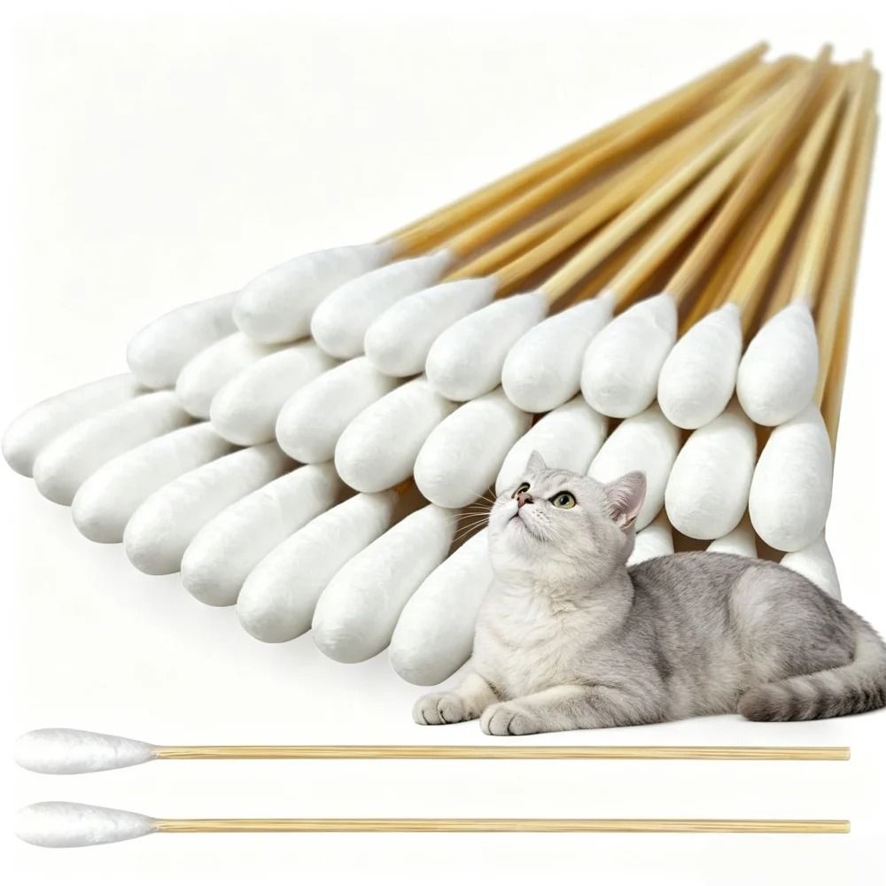 Professional Bamboo Pet Ear Cleaning Swabs For Cats Dogs 6