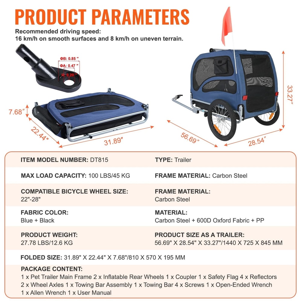 TrailPaws Heavy Duty Dog Bike Trailer Pet Bicycle Carrier 6