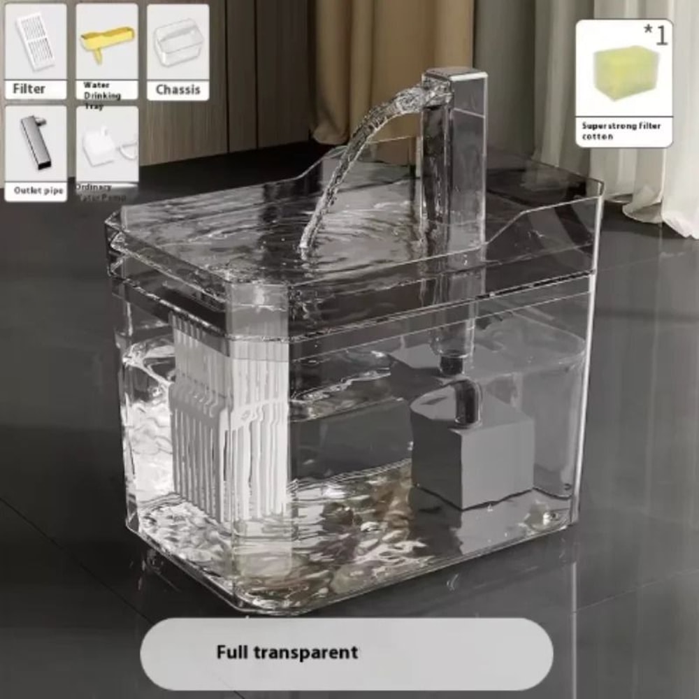 Transparent USB Cat Water Fountain With Auto Filter Recirculating Pump 7