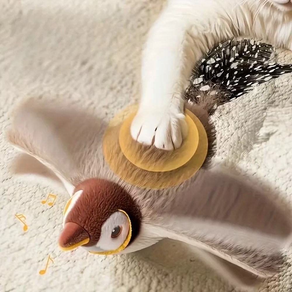 Rechargeable Flapping Bird Cat Toy With Chirping Sound Touch Activation 5