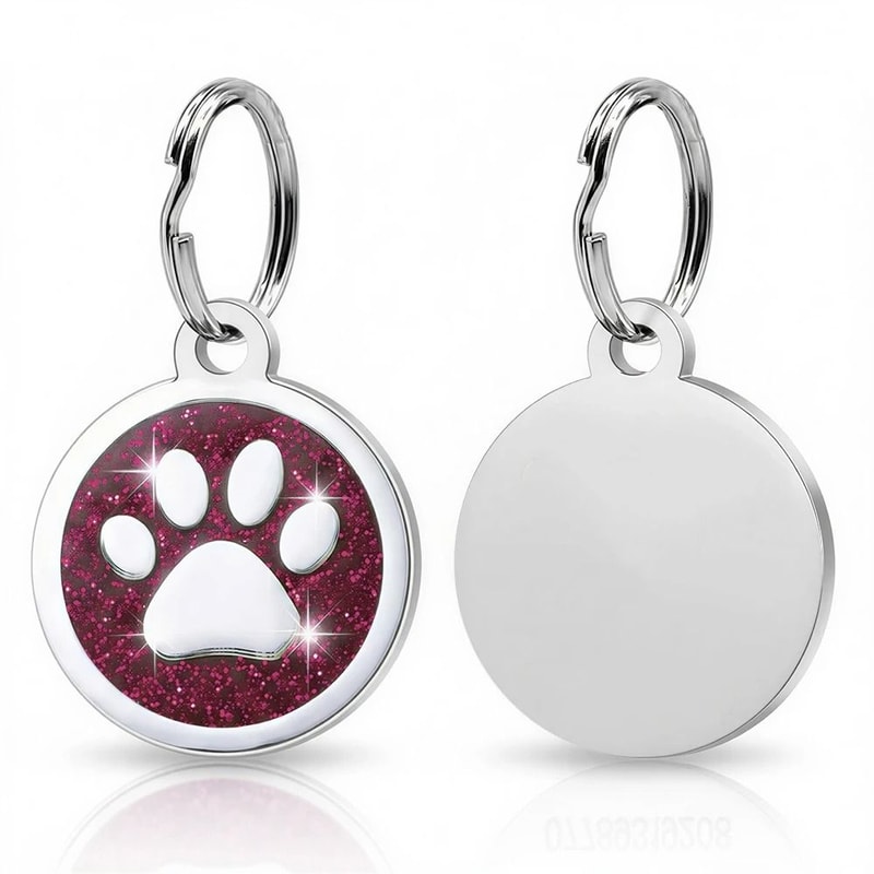 Personalized Glitter Paw Print Pet ID Tag 12