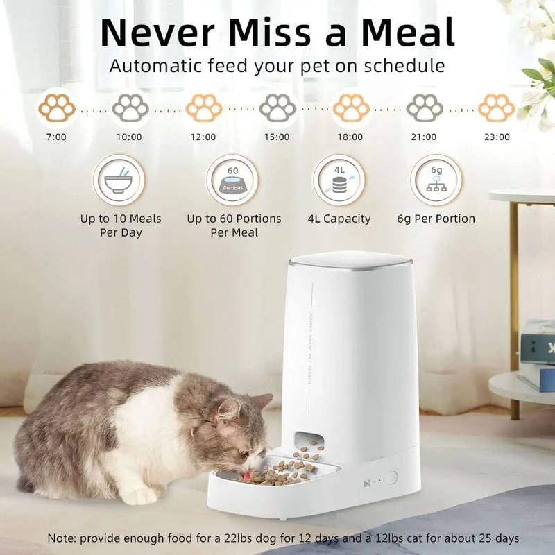 ROJECO Smart WiFi Automatic Cat Feeder For Cats Dogs 2