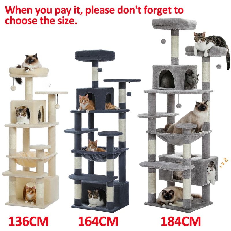 CozyClimb Large Cat Tree Tower With Hammock Condo And Sisal Scratching Posts 6