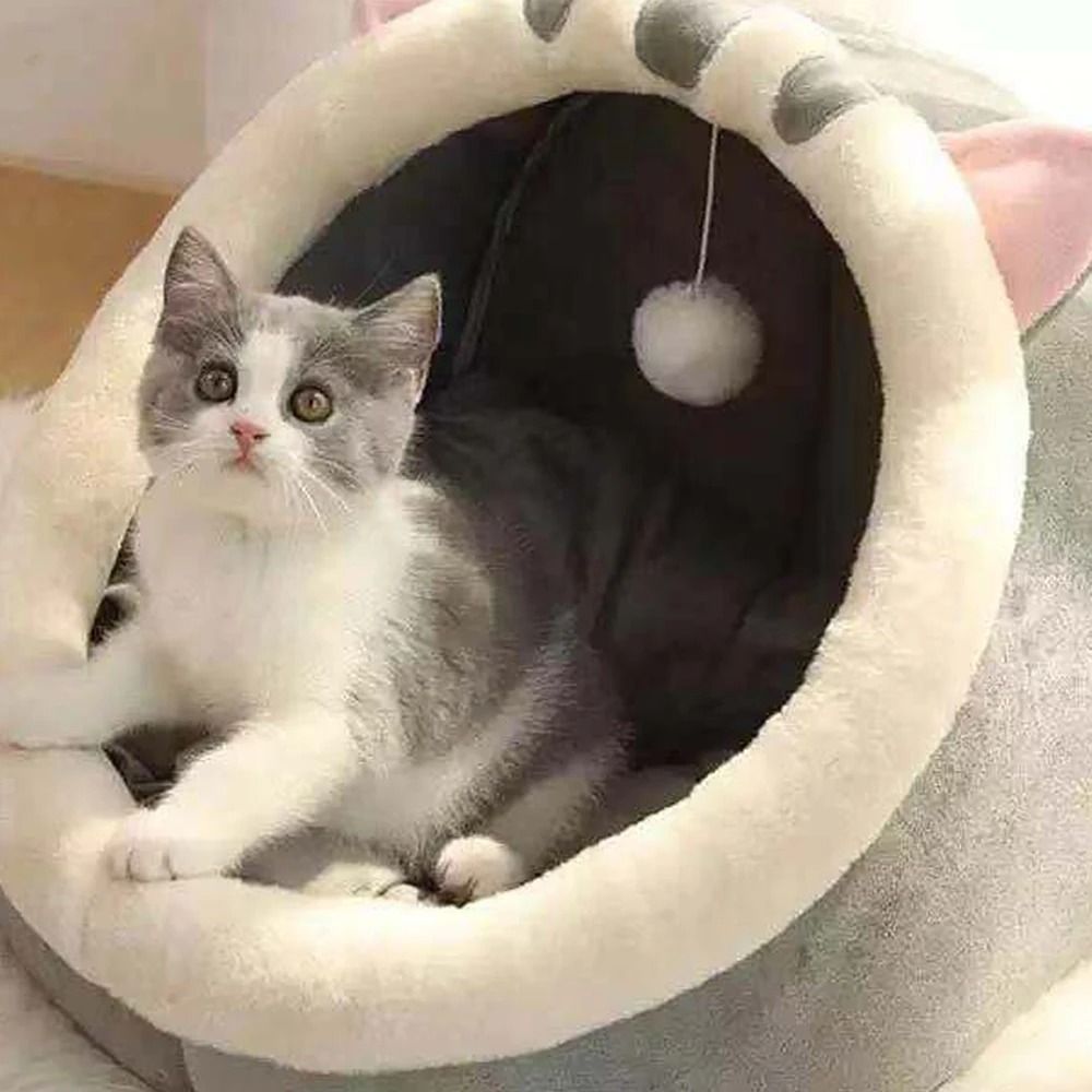 SnuggleShell SemiClosed Warm Cat Nest Bed For Indoor Cats 2