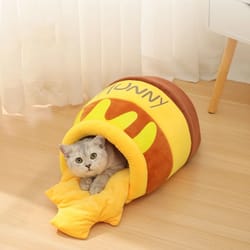honey jar semi-enclosed cat bed for warm & cozy indoor comfort