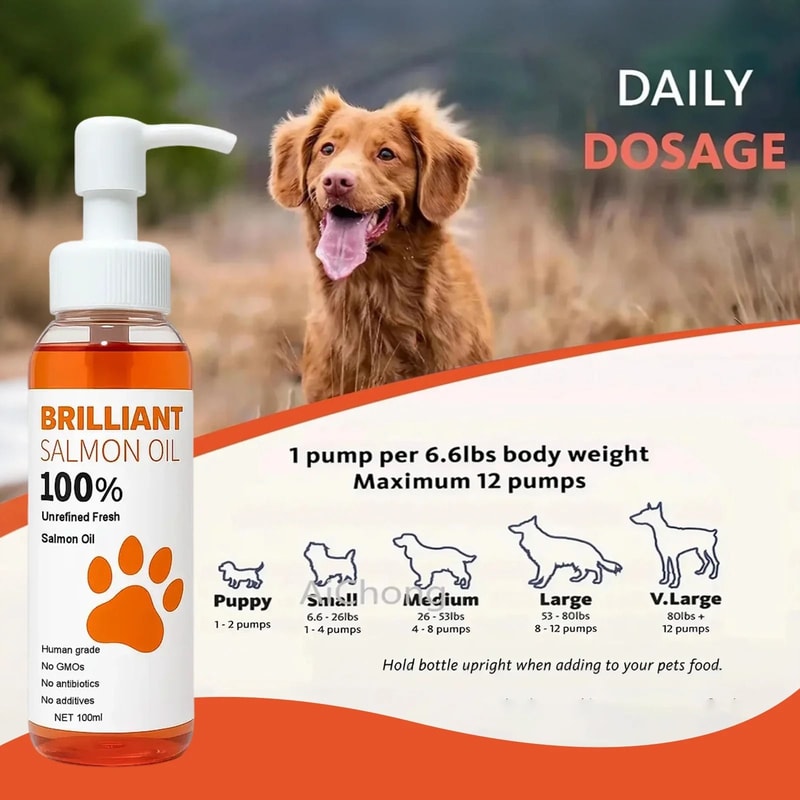 HumanGrade Salmon Oil For Dogs Cats With Omega3 Support 5